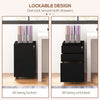 Vertical Steel Filing Cabinet on Wheels, 3-Drawer Lockable File Cabinet with Adjustable Hanging Bar for A4, Legal and Letter Size, for Home Office, Black