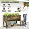 Wooden Raised Garden Plant Stand Outdoor Tall Flower Bed Box with Hooks, 48