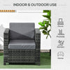 Outdoor Rattan Sofa, Patio Wicker Armchair with Cushions for Garden, Balcony, Porch, Grey