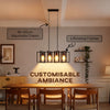 Farmhouse Kitchen Island Lighting, Linear Pendant Light with 4 Rotatable Frames and Adjustable Height, Black