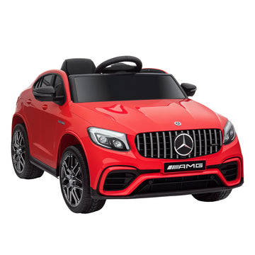 12V/7AH Kids Ride on Car, Mercedes Benz AMG GLC63S Coupe, Electric Car with Remote Control, Handle, 2 Speed, with Music, Electric Light, Easy to Move, Red