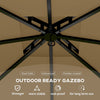 11' x 11' Outdoor Gazebo, Double Roof Patio Gazebo Canopy with Curtains, Church Windows, Galvanised Steel Frame, Beige