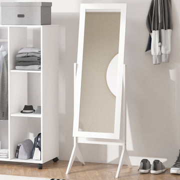 Full Length Mirror, Free Standing Full Body Mirror with Rectangular Frame, Adjustable Angle for Dressing Room, Bedroom, Living Room, White