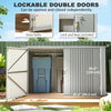 7.6 x 3.4ft Outdoor Storage Shed, 3 Garbage Bin Shed Organizer with Lockable Double Doors, Openable Lid, Silver Grey