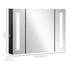 LED Medicine Cabinet with Mirror, Wall Mounted Bathroom Mirror Cabinet with Adjustable Shelves, High Gloss