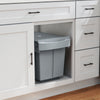 Pull Out Trash Can Under Cabinet, 10.6 Gallon (40L) Slide Out Garbage Can with 2 Removable Compartments, Grey