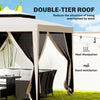 10' x 10' Outdoor Canopy Tent Party Tent with Mesh Netting and Double Tier Roof for Backyard, Garden, Patio, Beige