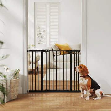 30 Inch Tall Pet Gate with Door Dog Gate and Barrier Indoor for Stairs Includes 2.8