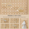 5.6 Ft. Tall 6-Panel Room Divider, Pegboard Panel Freestanding Folding Privacy Screen Panels, Partition Wall Divider for Indoor Bedroom Office, Natural