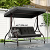 Convertible Patio Swing Bed with Canopy and Cushions, 3 Seater Porch Swing for Outdoor, Backyard, Garden