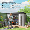 9' x 4' Galvanized Steel Garden Storage Shed with Lockable Doors, Gloves and 2 Air Vents for Backyard, Patio, Lawn, Grey