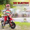 Qaba 12V Kids Dirt Bike, Electric Motorcycle with Twist Grip Throttle, Training Wheels, Rear Suspension & Music, Red