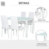 5-Piece Rectangular Glass Kitchen Table and Chairs with Metal Frame and Faux Leather Upholstery for Dining Room