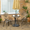 Outdoor 3 Piece Garden Bistro Set, 2 Chairs and A Round Coffee Table with Parasol Hole for Balcony, Patio, Bronze
