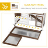 Wooden Rabbit Hutch, Indoor Bunny Cage with Wheels, Pull Out Trays, Run, Grey