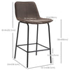 Bar Stools Set of 2, Upholstered Counter Height Bar Chairs, 26