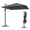 8 FT Aluminium Cantilever Patio Umbrella with 360° Rotation, Cross Base, Crank and Tilt for Garden, Patio, Dark Grey