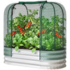 Galvanized Raised Garden Bed with Crop Cage Protection Net Cover, Outdoor Planter Box for Vegetables, Flowers, Herbs
