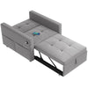 Convertible Chair Bed, Pull Out Sleeper Chair with USB, Adjustable Backrest, Small Velvet Futon Sofa Bed