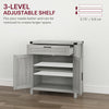 Farmhouse Kitchen Storage Cabinet, Sideboard Buffet Cabinet with 2 Rustic Barn Doors and Drawer, Grey