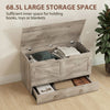 31.5 Inches Storage Chest, Storage Trunk with 2 Safety Hinges for Living Room, Grey Wood Grain