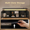TV Stand for TVs up to 60 Inch, Modern Entertainment Center with LED Lights and Power Outlets, High Gloss Black