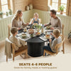 Round Dining Table for 4-6, 47 Inch Kitchen Table with Fluted Pedestal Base, for Kitchen Living Room Dining Room, Black