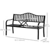 Metal Outdoor Bench with Liftable Middle Table, Patio Loveseat, Garden Bench for Lawn, Porch, Seats 2–3 People, Black