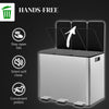 Triple Garbage Bin, Soft-Close Trash Can with Foot Pedal, 3 x 20 Liter Garbage Can with Removable Inner Buckets, Silver