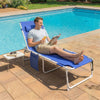 Tanning Chair with Face Hole and Side Table, Folding Outdoor Lounge Chair with Carry Straps, Side Pocket, Navy Blue