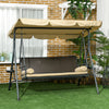 3-Seat Patio Swing Chair, Outdoor Canopy Swing Glider with Adjustable Shade