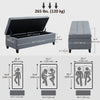 Rectangular Entry Bench, Tufted Upholstered Linen Fabric Wood Feet Storage Ottoman Bench