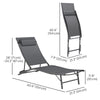 Folding Outdoor Chaise Lounge Chair Set of 2 with Adjustable Backrest, Headrest, Mesh Seat for Beach, Poolside, Grey