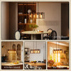 Farmhouse Kitchen Island Lighting, Linear Pendant Light with 4 Rotatable Frames and Adjustable Height, Walnut