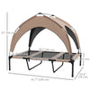 Raised Dog Bed Cooling Dog Cot w/ Canopy Washable Breathable Mesh, for Large Dogs, Coffee