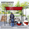 7' x 5' Garden Grill Canopy, BBQ Grill Gazebo Tent with Steel Frame and Hooks, Outdoor Sun Shade, Wine Red