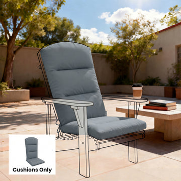 Patio Chair Cushion for Adirondack Chairs Replacement Cushion with Back and Ties, Dark Grey
