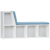 Multi-Purpose Bookshelf with 5 Cubes, 5-Cubby Bookcase with Cushioned Reading Nook and Storage Shelves, Blue