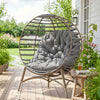 Egg Chair, Patio Lounge Chair, Foldable Basket Chair with Large Seat Cushion, Side Pocket, Light Grey
