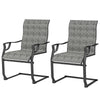 C Spring Motion Patio Chairs Set of 2 with Curved High Backrest, Armrest, All Weather Breathable Fabric, Metal Frame, Mixed Grey