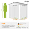 6.5' x 4' Outdoor Storage Shed, Metal Garden Shed with Lockable Double Doors, 4 Vents
