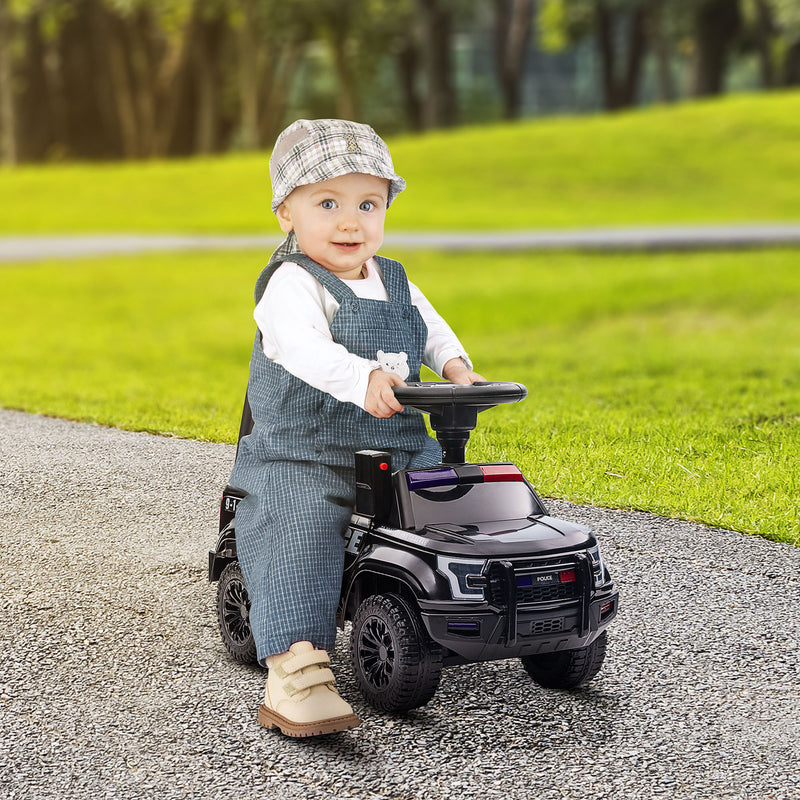 Kids Ride On Sliding Car with Hidden Under Seat Storage, Foot-to-Floor Design, Black