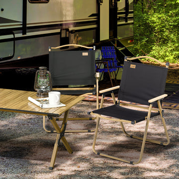 Set of 2 Camping Chair, Lightweight Folding Chair, Portable Armchairs, Excellent for Festivals, Fishing, Beach and Hiking, Black