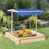 Kids Wooden Sandbox with Cover, Play Sand Station for Children Outdoor Sand box, with Seats, for Backyard, Beach, 47