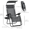 Outdoor Zero Gravity Reclining Lounger Chair with Canopy Shade, Side Tray, Cupholder, Light Grey