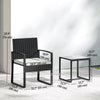 Outdoor Bistro Set, 3 Piece Wicker Patio Furniture Set with Glass Top Table and Cushions for Porch, Balcony, Cream White