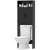 Over the Toilet Storage Cabinet Freestanding Bathroom Organizer with 2 Doors and Open Shelf Black