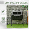 43 Gallon (160L) Tumbling Compost Bin Outdoor Dual Chamber 360° Rotating Composter with Sliding Doors, Solid Steel Frame and Gloves, Black