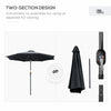 10' x 8' Round Market Umbrella, Patio Umbrella, Outdoor Parasol with Crank Handle, Tilt for Garden, Bench, Lawn, Black