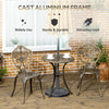Outdoor 3 Piece Garden Bistro Set, 2 Chairs and A Round Coffee Table with Parasol Hole for Balcony, Patio, Bronze